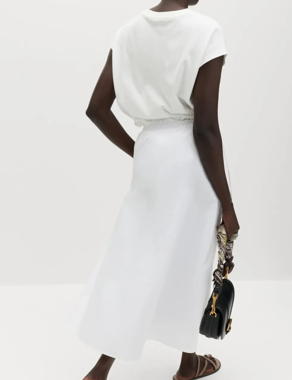 Pure Cotton Poplin Midi Skirt