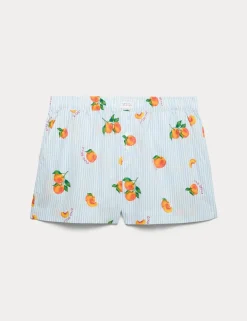 Pure Cotton Poplin Printed Pyjama Shorts