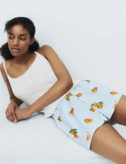 Pure Cotton Poplin Printed Pyjama Shorts