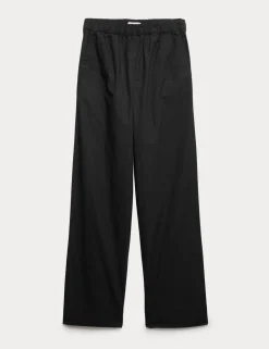 Pure Cotton Poplin Pull On Straight Leg Trousers