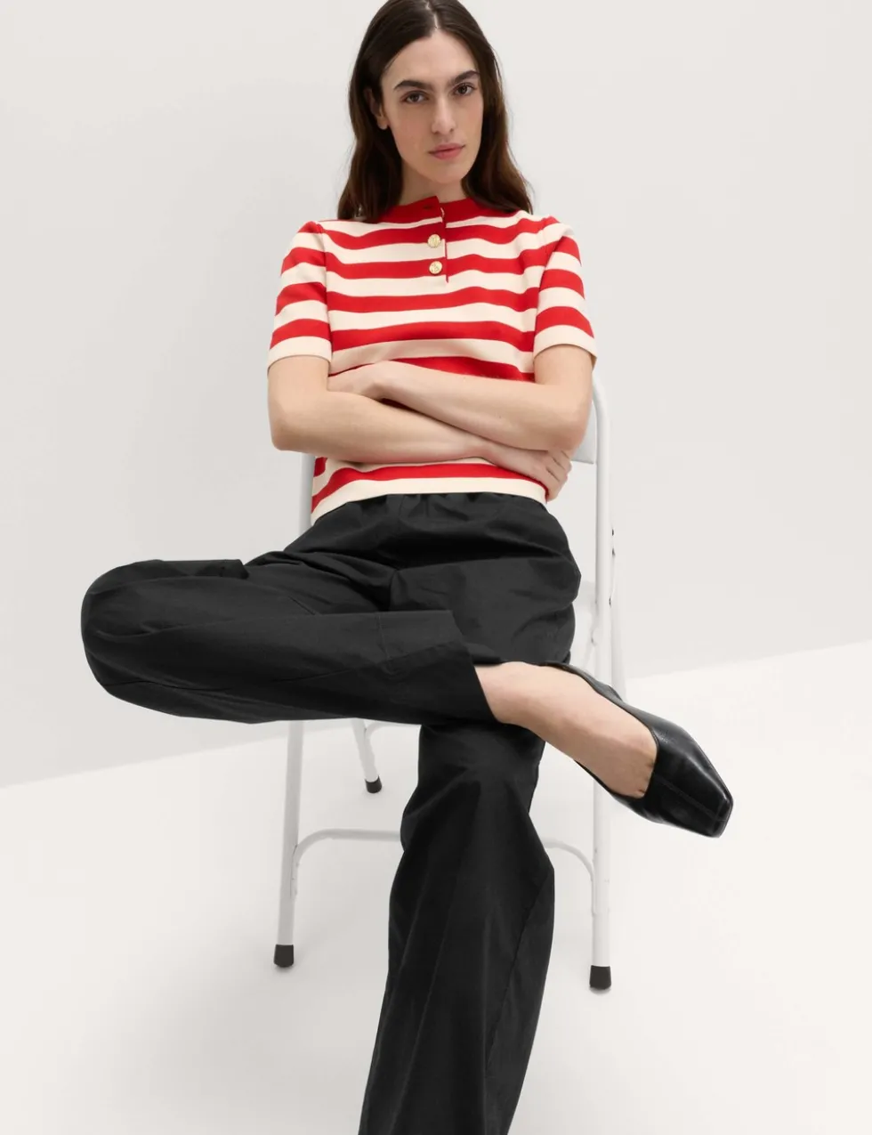 Pure Cotton Poplin Pull On Straight Leg Trousers