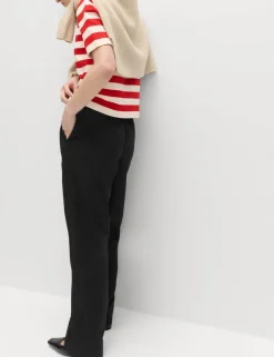 Pure Cotton Poplin Pull On Straight Leg Trousers