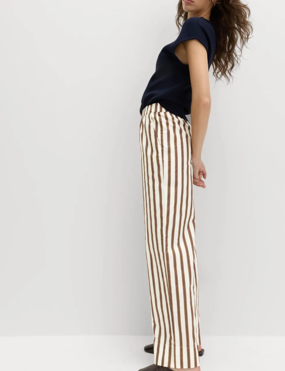 Pure Cotton Poplin Pull On Straight Leg Trousers