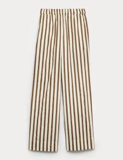 Pure Cotton Poplin Pull On Straight Leg Trousers