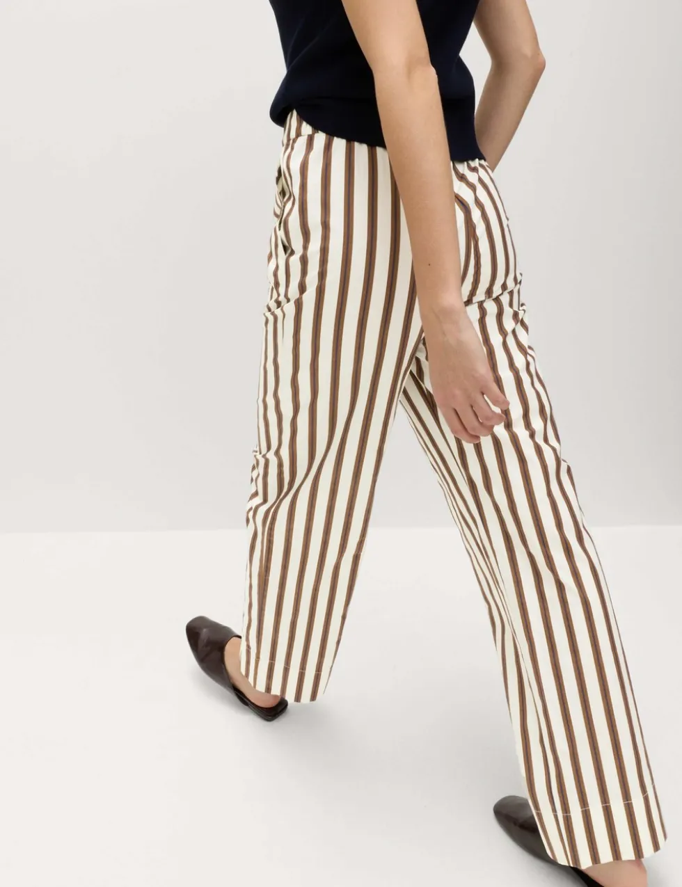 Pure Cotton Poplin Pull On Straight Leg Trousers