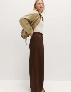 Pure Cotton Poplin Pull On Super Wide Leg Trousers