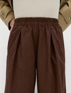 Pure Cotton Poplin Pull On Super Wide Leg Trousers