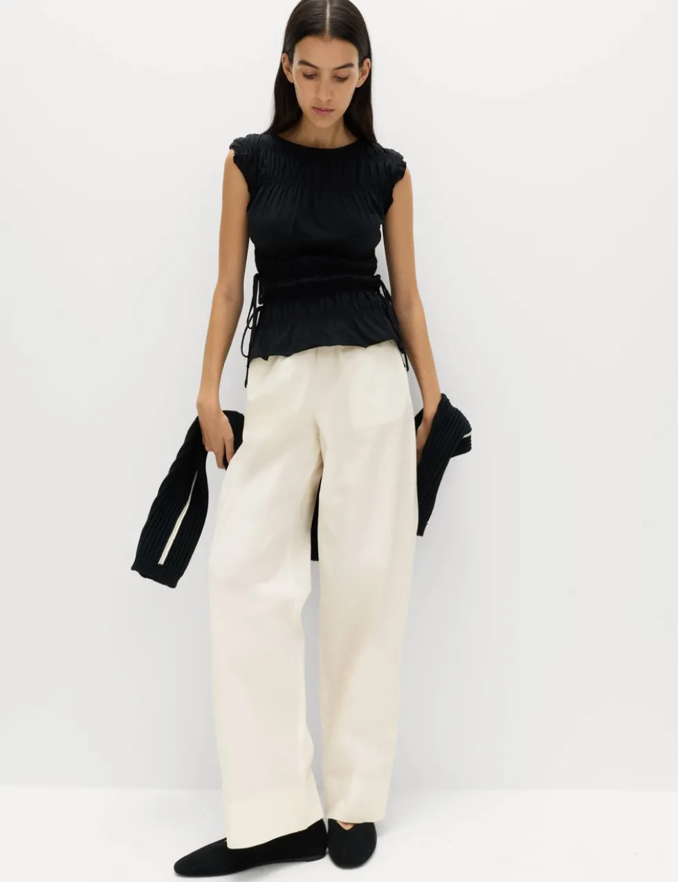 Pure Cotton Poplin Pull On Straight Leg Trousers