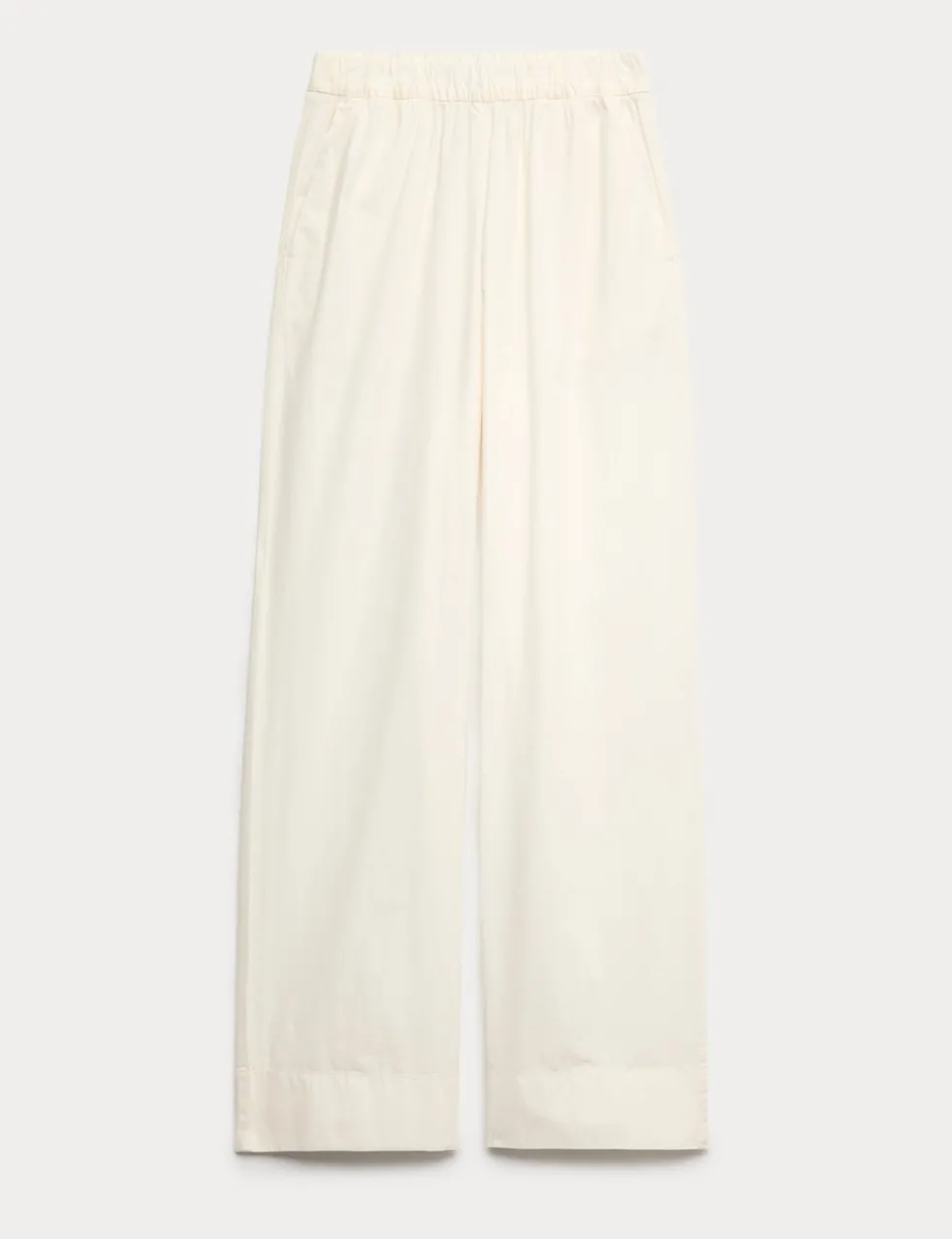 Pure Cotton Poplin Pull On Straight Leg Trousers