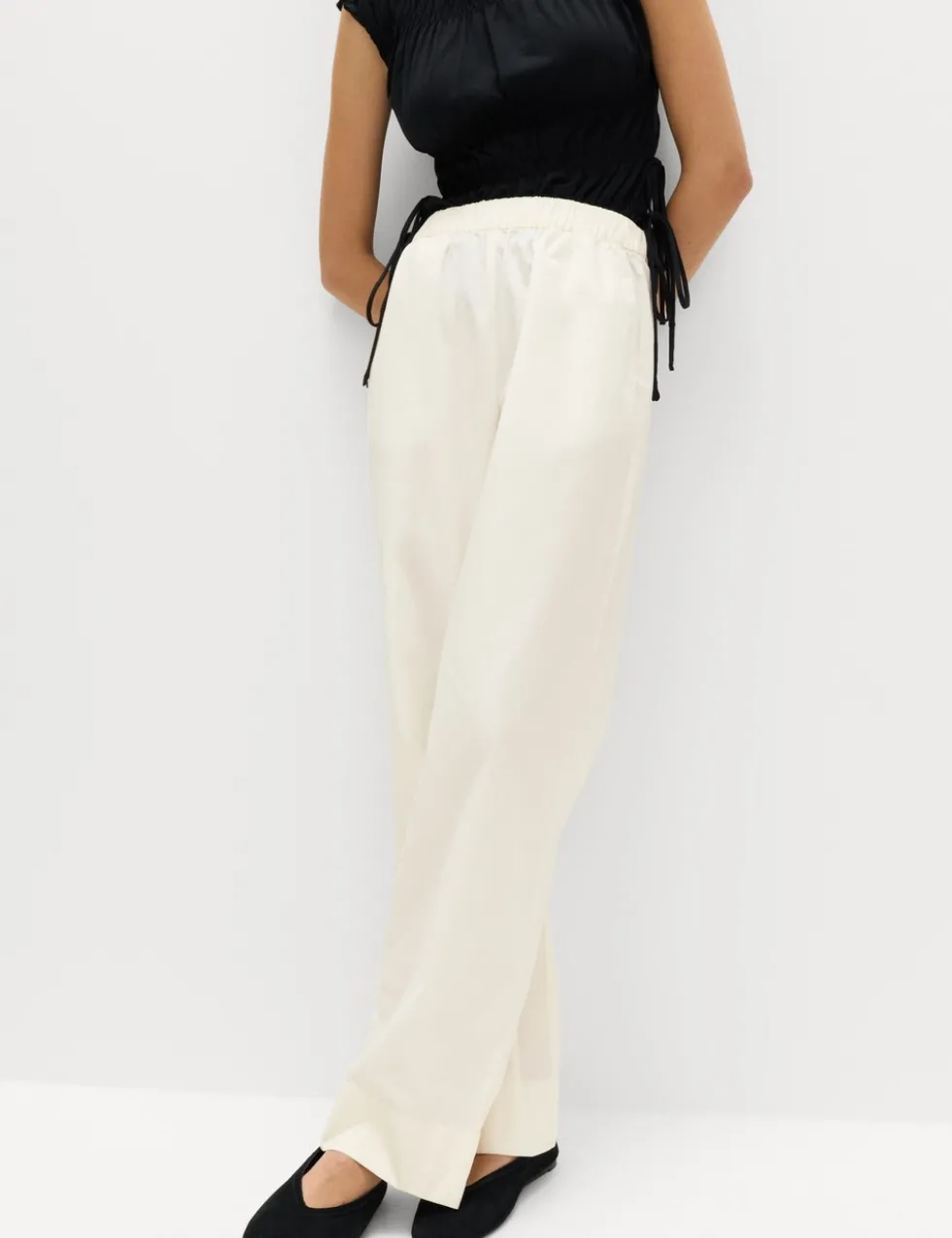 Pure Cotton Poplin Pull On Straight Leg Trousers