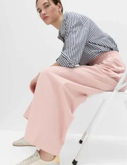 Pure Cotton Poplin Pull On Super Wide Leg Trousers