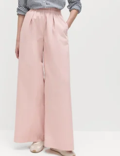 Pure Cotton Poplin Pull On Super Wide Leg Trousers