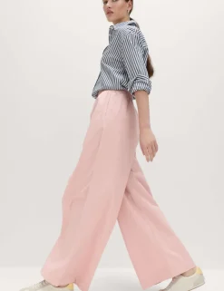 Pure Cotton Poplin Pull On Super Wide Leg Trousers