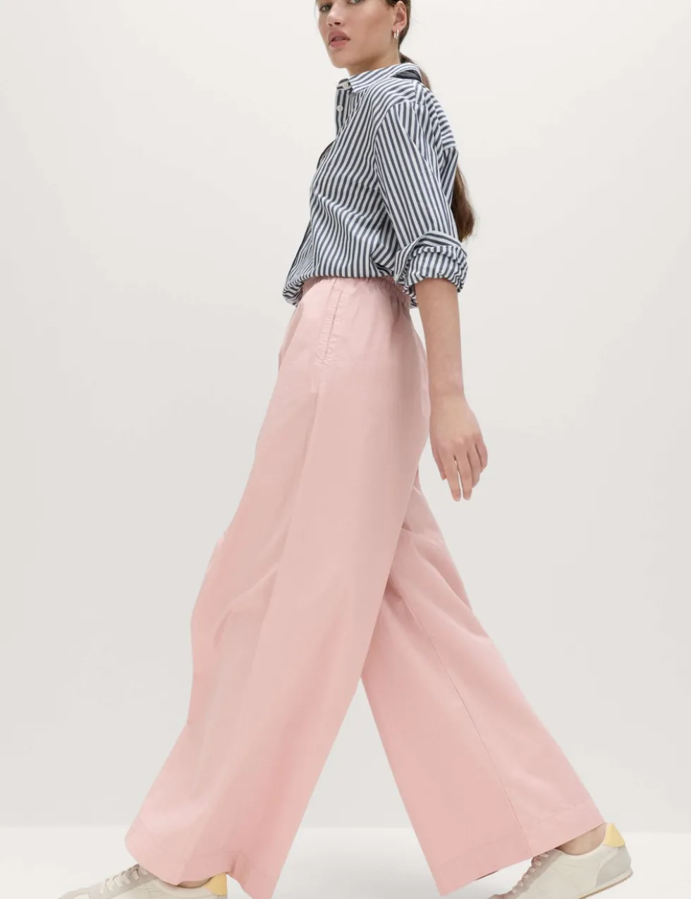 Pure Cotton Poplin Pull On Super Wide Leg Trousers