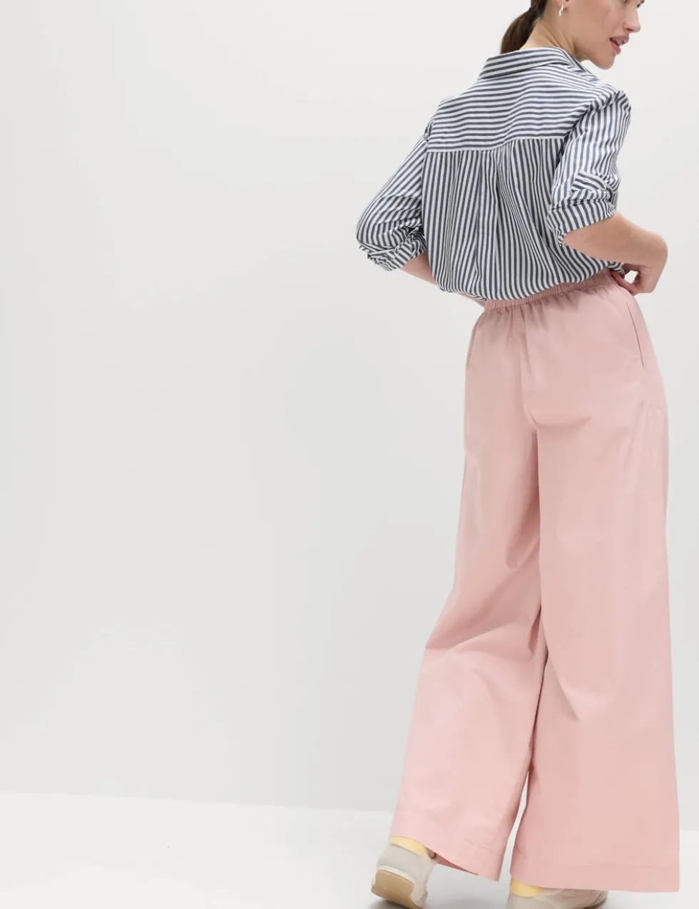 Pure Cotton Poplin Pull On Super Wide Leg Trousers