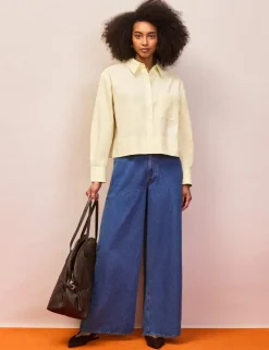 Pure Cotton Poplin Relaxed Cropped Shirt