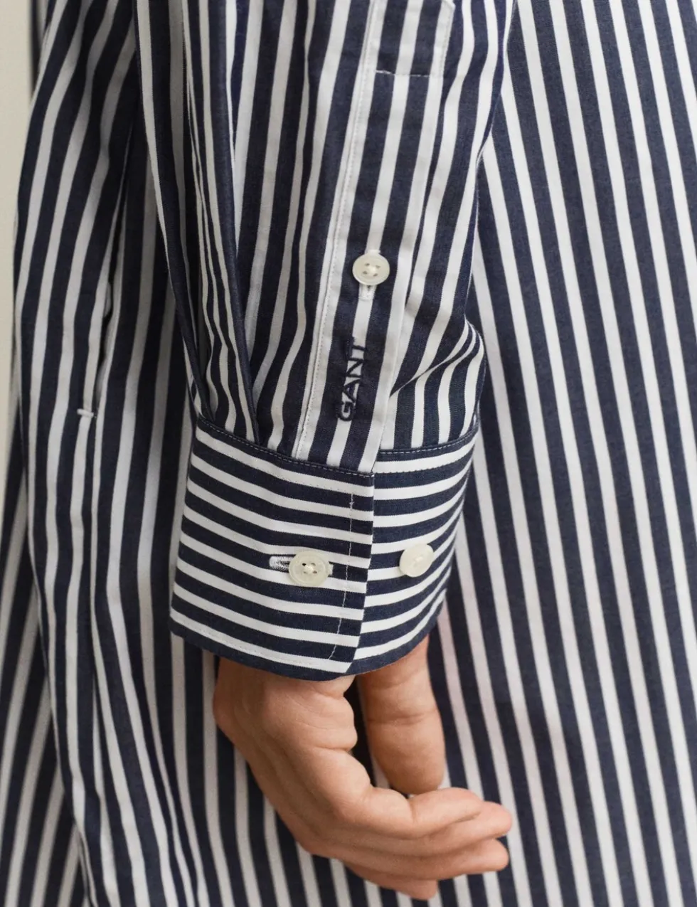 Pure Cotton Poplin Striped Midi Shirt Dress