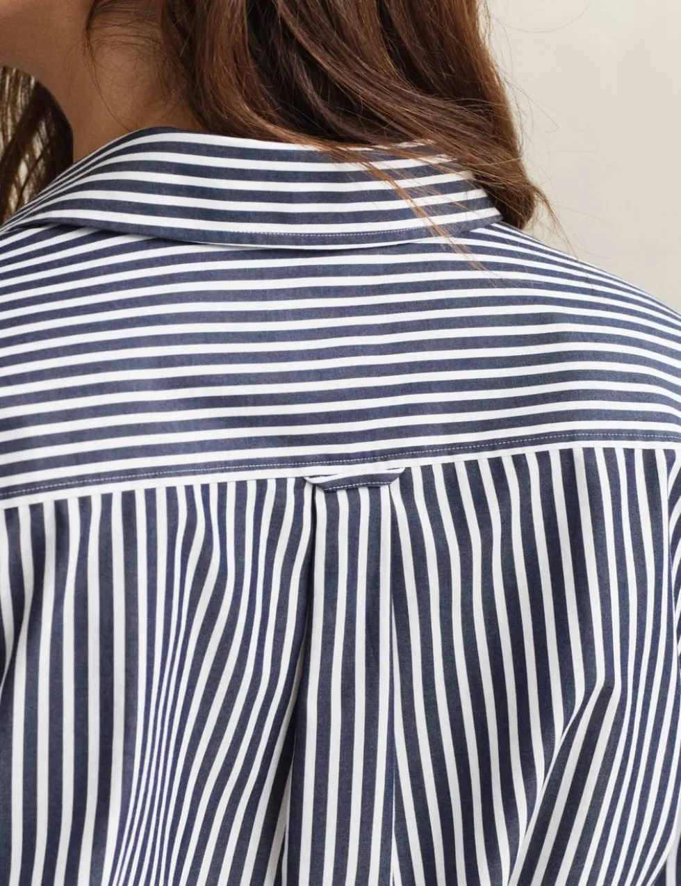 Pure Cotton Poplin Striped Midi Shirt Dress