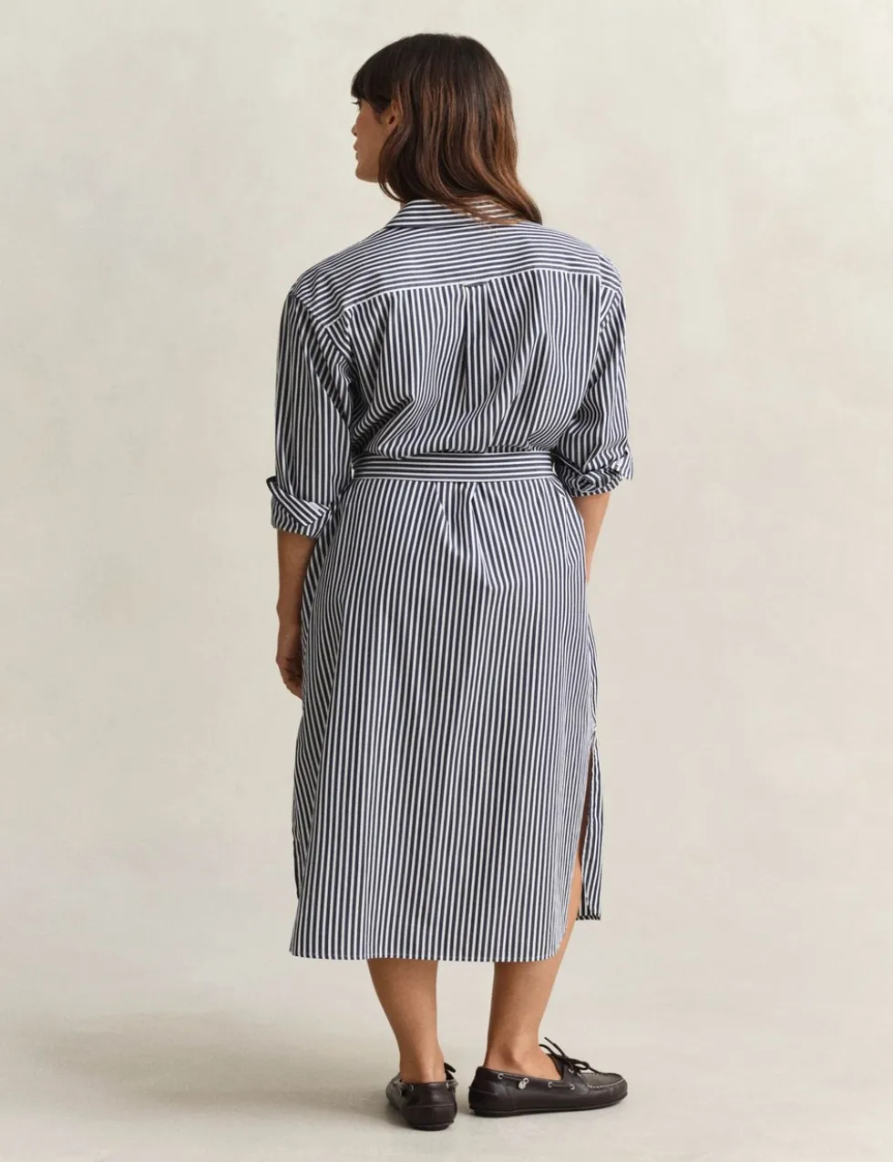 Pure Cotton Poplin Striped Midi Shirt Dress