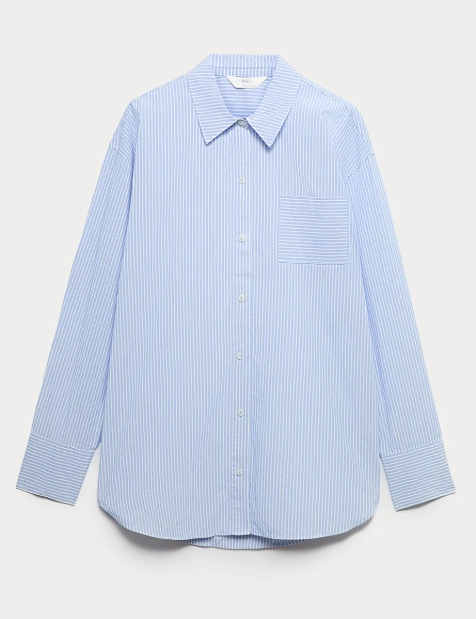 Pure Cotton Poplin Striped Pyjama Shirt