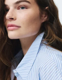 Pure Cotton Poplin Striped Pyjama Shirt