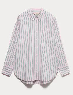 Pure Cotton Poplin Striped Pyjama Shirt