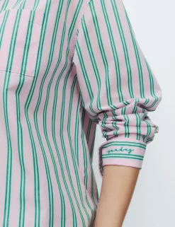 Pure Cotton Poplin Striped Pyjama Shirt