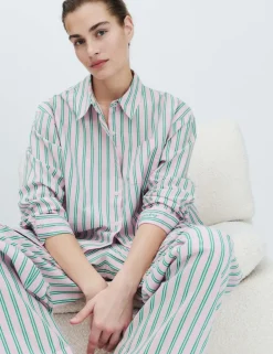Pure Cotton Poplin Striped Pyjama Shirt