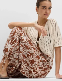 Pure Cotton Printed Bubble Hem Beach Trousers