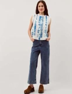 Pure Cotton Printed Button Through Tank Top