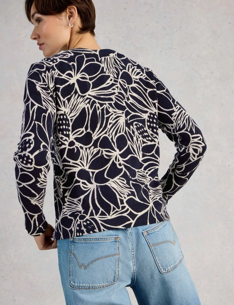 Pure Cotton Printed Button Front Cardigan