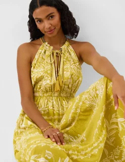 Pure Cotton Printed Halterneck Midaxi Beach Dress