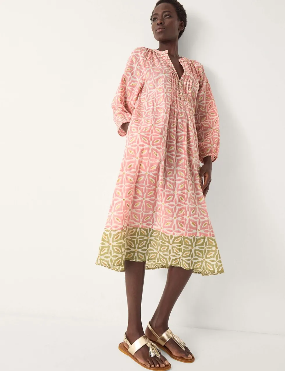 Pure Cotton Printed Knee Length Tunic Dress