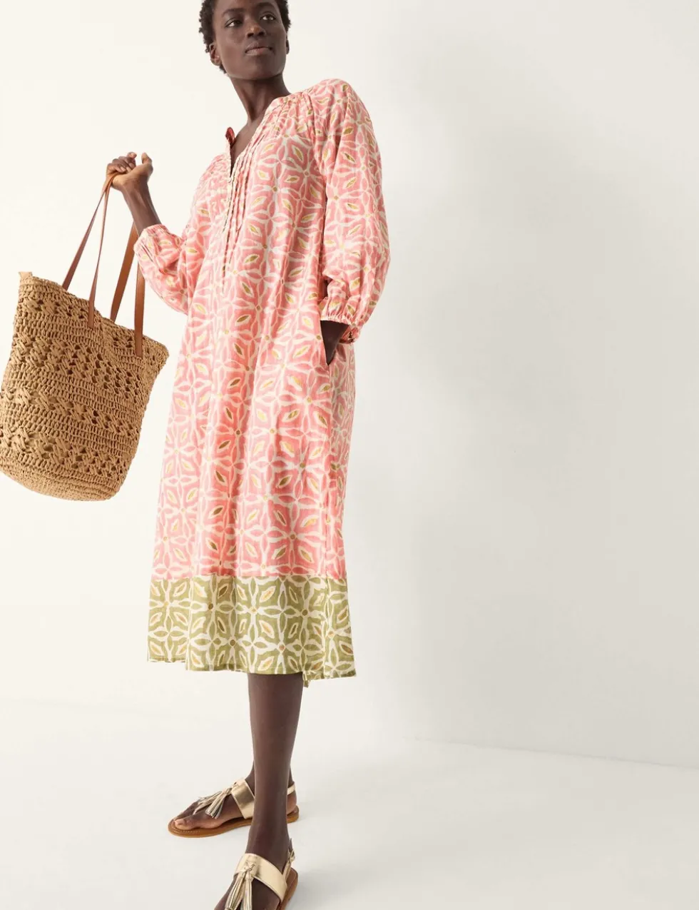 Pure Cotton Printed Knee Length Tunic Dress