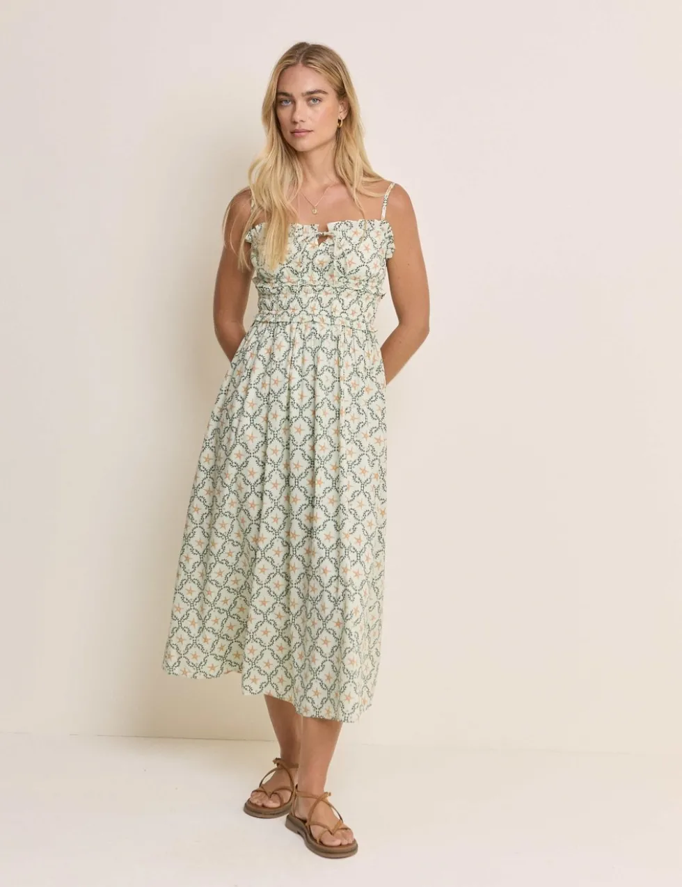 Pure Cotton Printed Midaxi Dress