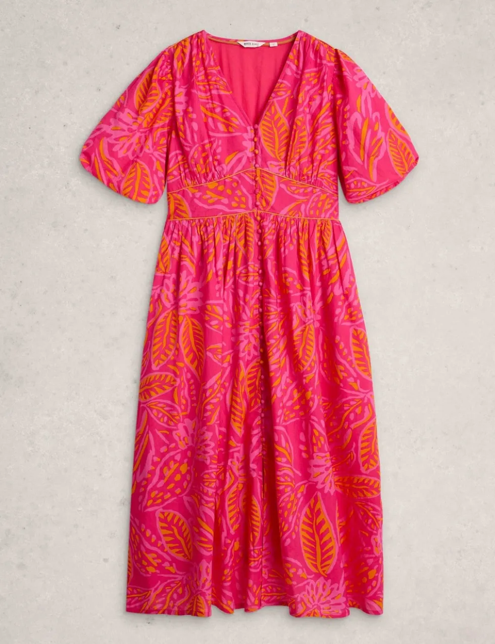 Pure Cotton Printed Midaxi Waisted Dress