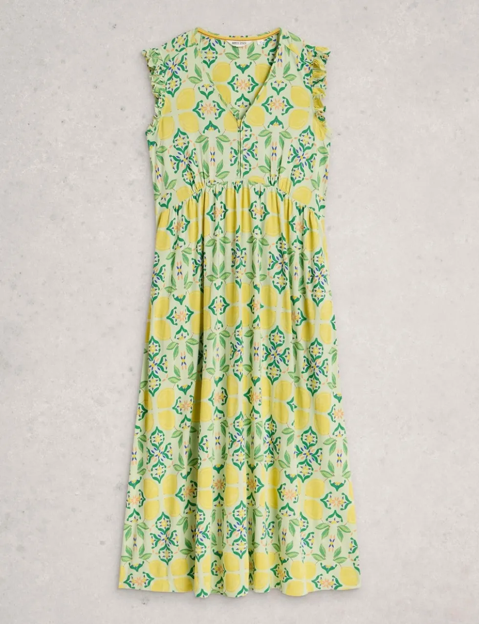 Pure Cotton Printed Midaxi Waisted Dress