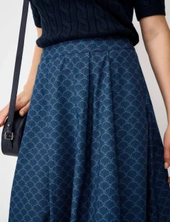 Pure Cotton Printed Midi A-Line Skirt