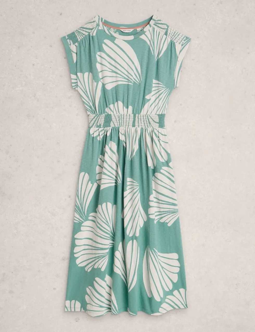 Pure Cotton Printed Midi Waisted Dress