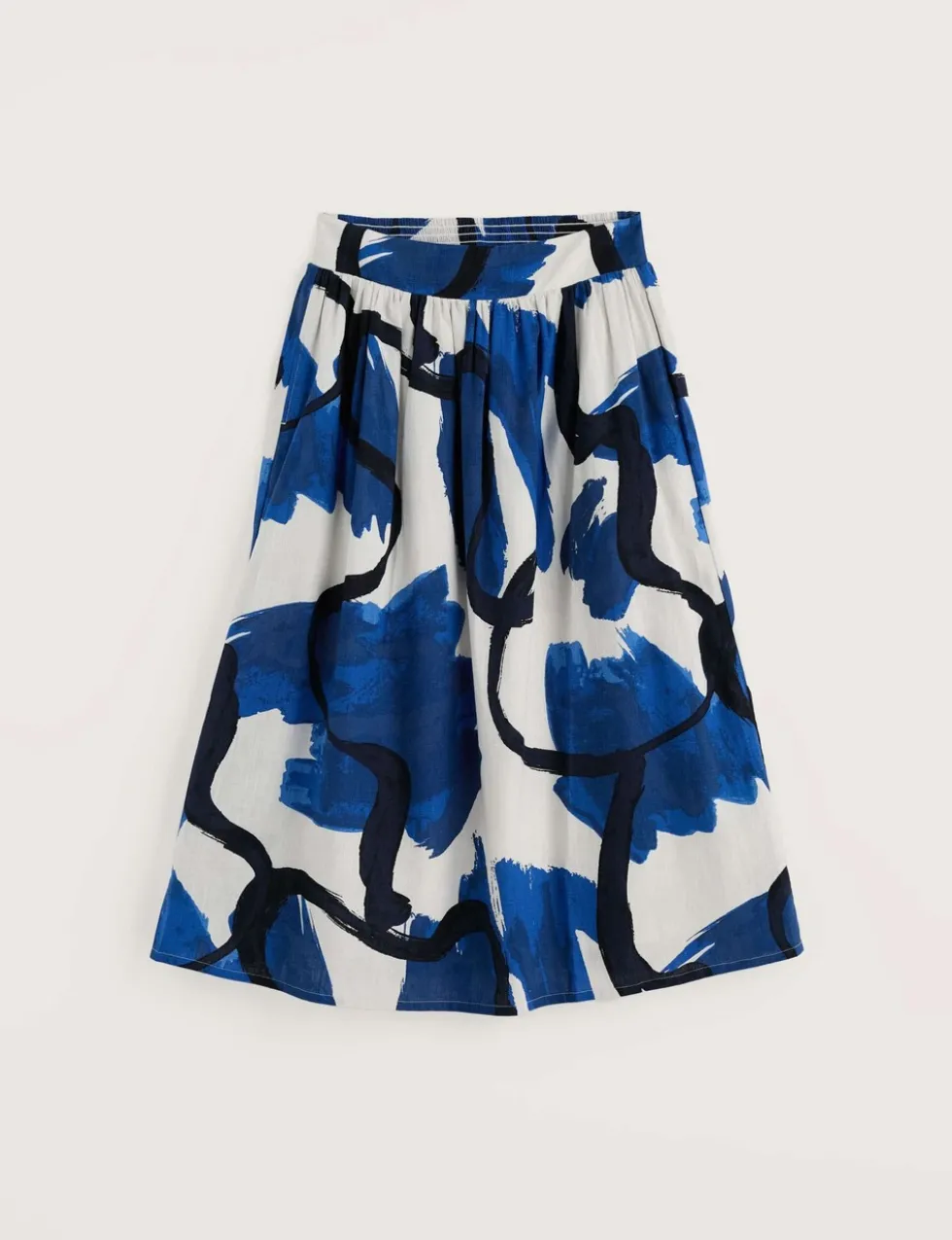 Pure Cotton Printed Midi A-Line Skirt