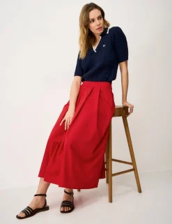 Pure Cotton Printed Midi A-Line Skirt