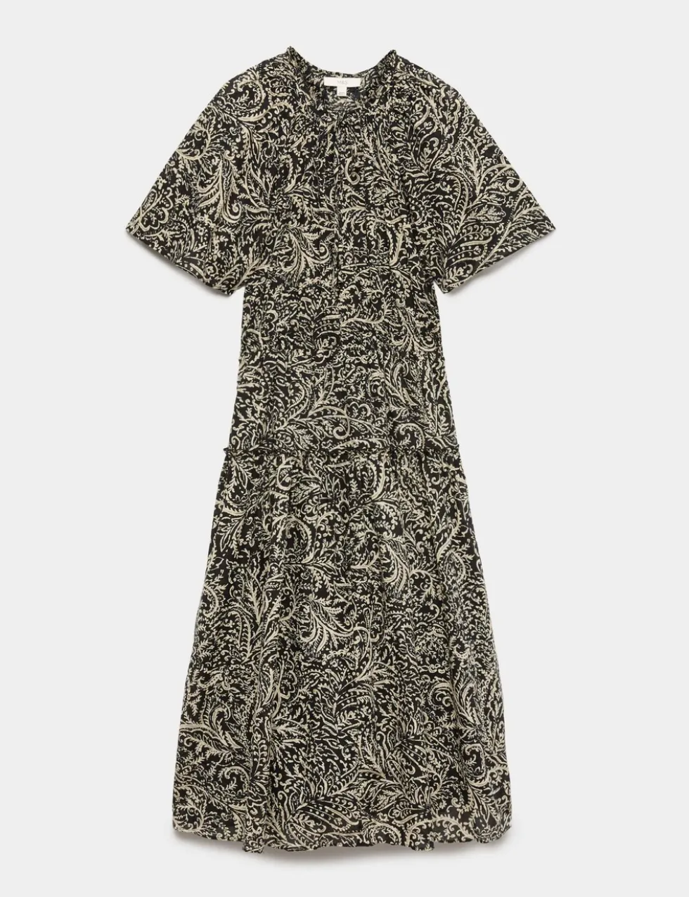 Pure Cotton Printed Midi Waisted Dress