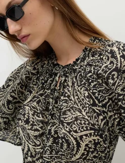 Pure Cotton Printed Midi Waisted Dress
