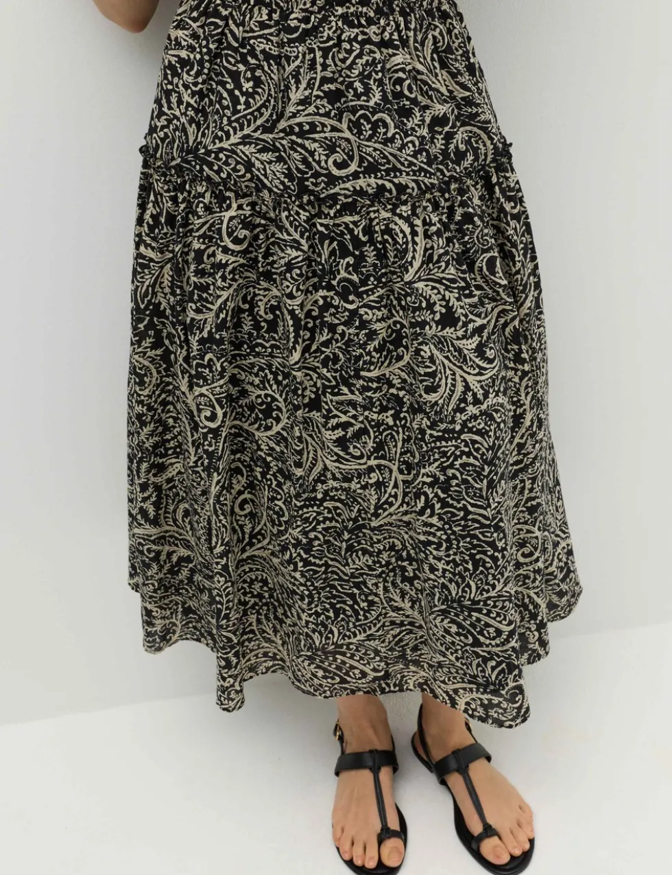 Pure Cotton Printed Midi Waisted Dress
