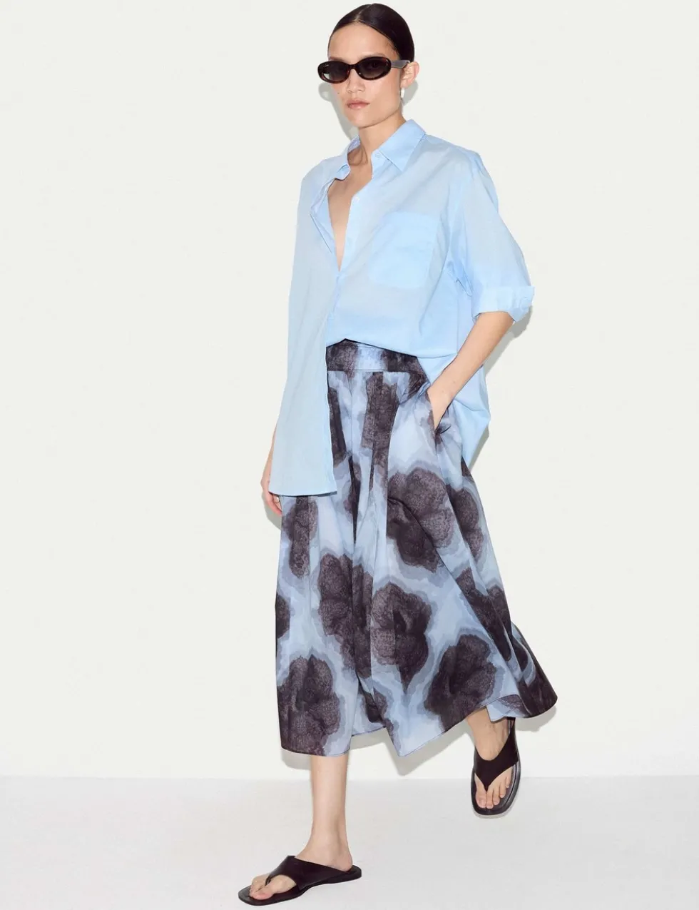 Pure Cotton Printed Midi Skirt