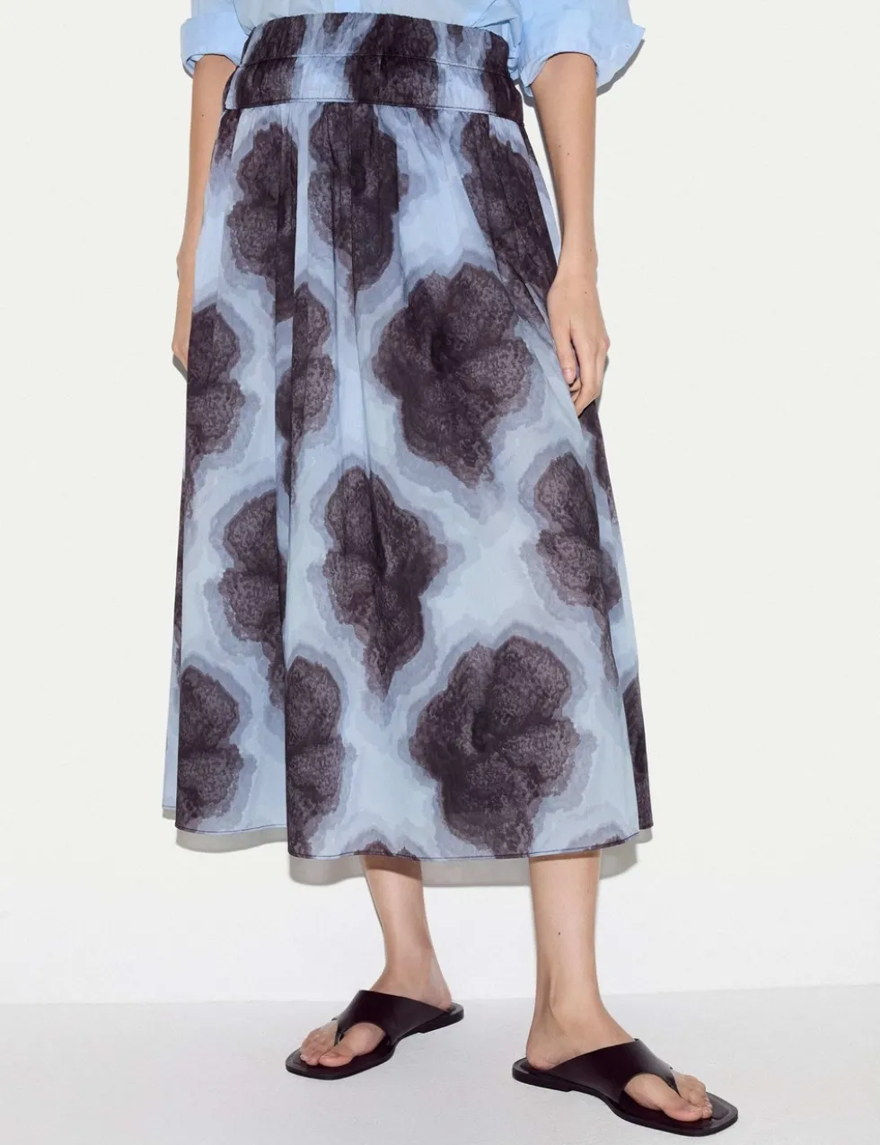 Pure Cotton Printed Midi Skirt