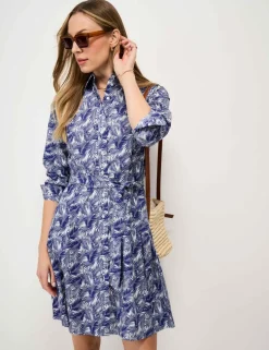 Pure Cotton Printed Mini Shirt Dress