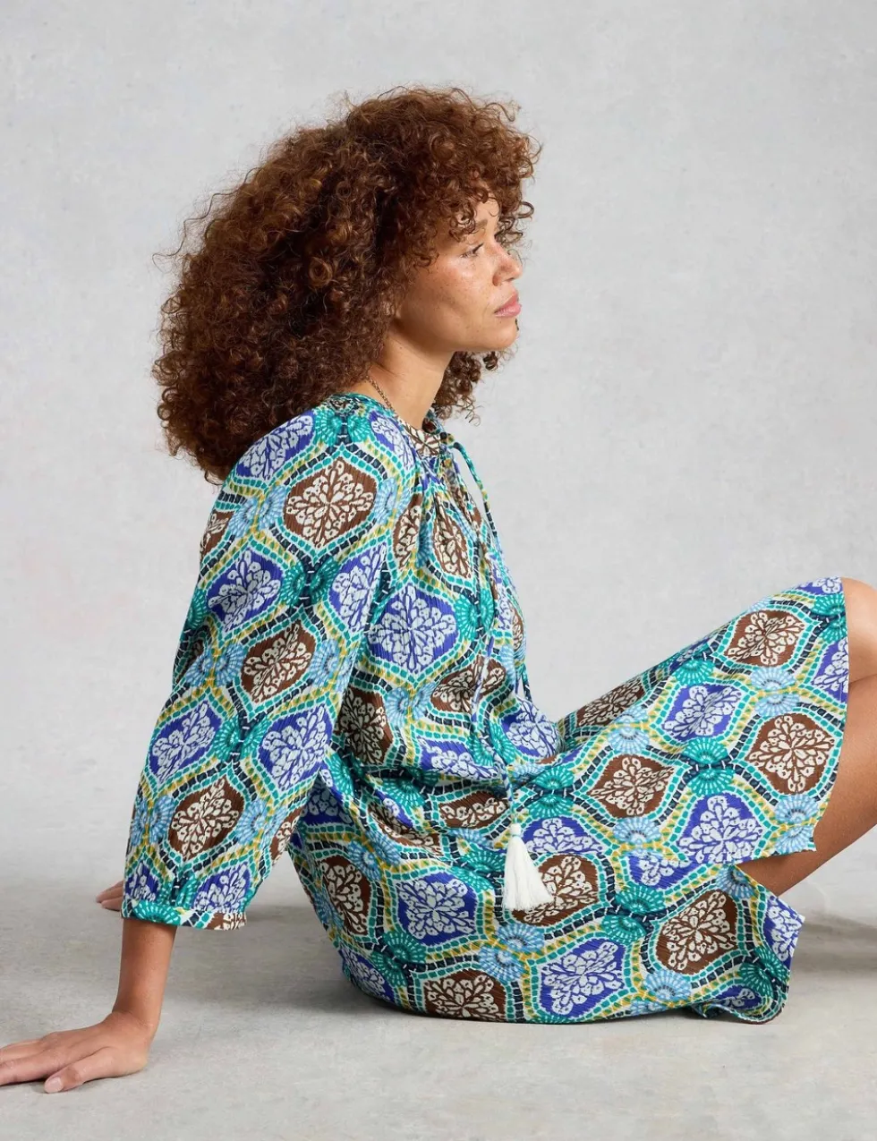 Pure Cotton Printed Mini Beach Dress