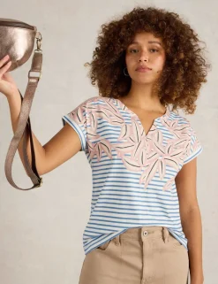 Pure Cotton Printed Notch Neck TShirt