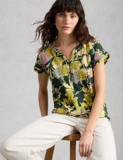 Pure Cotton Printed Notch Neck T-Shirt